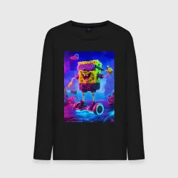 Мужской лонгслив хлопок Sponge Bob on a gyro scooter - ai art