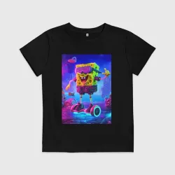 Детская футболка хлопок Sponge Bob on a gyro scooter - ai art