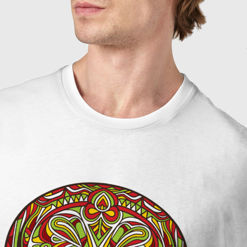 Мужская футболка хлопок Череп декоративный мексиканский, цвет белый - фото 6