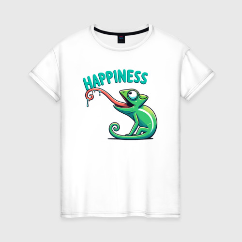 Женская футболка из хлопка с принтом Ловец счастья, вид спереди №1