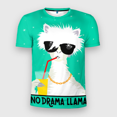 Мужская футболка 3D Slim Лама no drama llama, цвет 3D печать