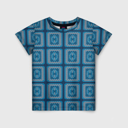 Вязаный синий узор – Детская футболка 3D с принтом купить со скидкой в -33%