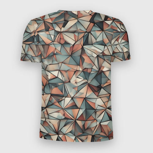 Мужская футболка 3D Slim с принтом Маленькие треугольники сепия, вид сзади #1