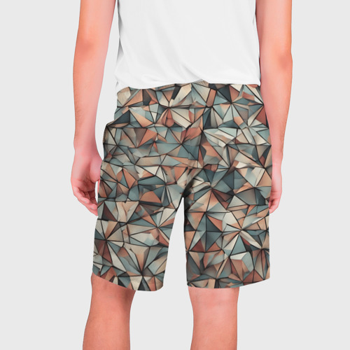Мужские шорты 3D с принтом Маленькие треугольники сепия, вид сзади #1