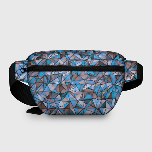 Поясная сумка 3D с принтом Маленькие синие треугольники, вид сзади #1