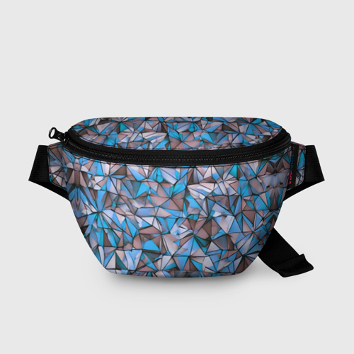 Поясная сумка 3D с принтом Маленькие синие треугольники, вид спереди #2