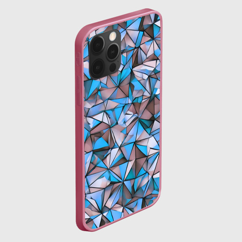 Чехол для iPhone 12 Pro с принтом Маленькие синие треугольники, вид сбоку #3