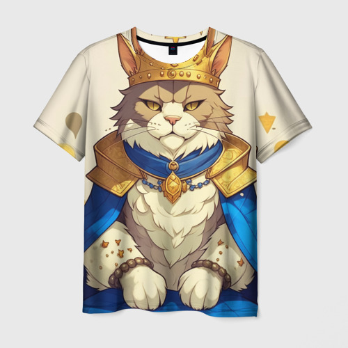 Мужская футболка 3D Кот король, цвет 3D печать