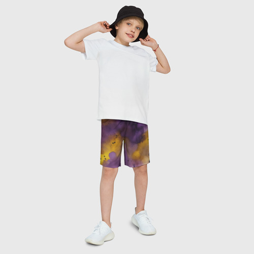 Детские спортивные шорты 3D с принтом Акварелика, фото на моделе #1