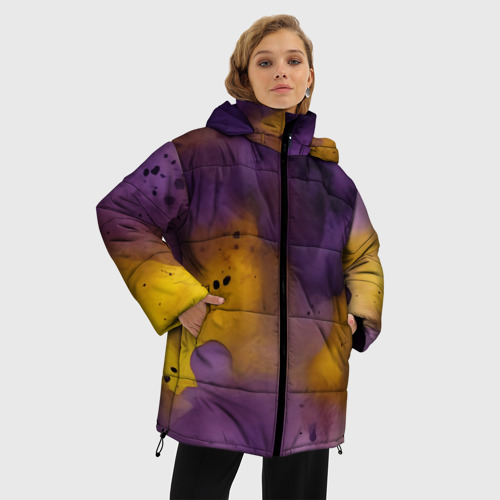 Женская зимняя куртка 3D с принтом Акварелика, фото на моделе #1