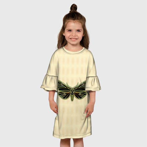 Детское платье 3D с принтом Темная бабочка из семейства медведиц, вид сбоку #3