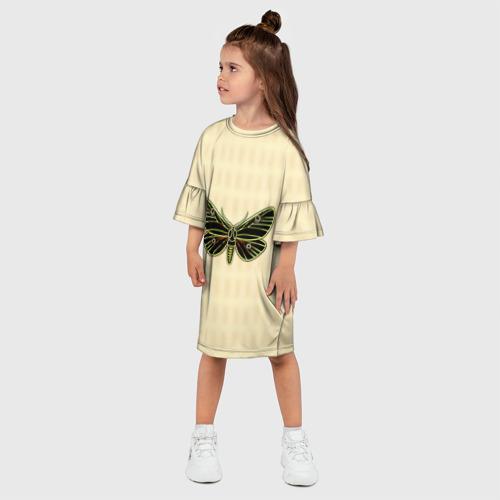 Детское платье 3D с принтом Темная бабочка из семейства медведиц, фото на моделе #1