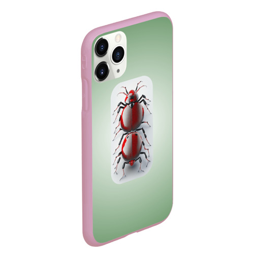 Чехол для iPhone 11 Pro Max матовый Жук тяни-толкай, цвет розовый - фото 3
