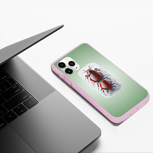 Чехол для iPhone 11 Pro Max матовый Жук тяни-толкай, цвет розовый - фото 5