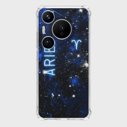 Чехол для Huawei Pura 70 Pro Знак зодиака Овен на тёмном фоне со звёздами
