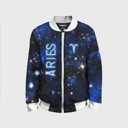 Детский бомбер 3D Знак зодиака Овен на тёмном фоне со звёздами