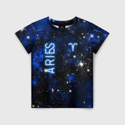 Детская футболка 3D Знак зодиака Овен на тёмном фоне со звёздами