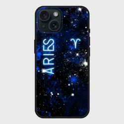 Чехол силиконовый для Apple iPhone 15 матовый Знак зодиака Овен на тёмном фоне со звёздами