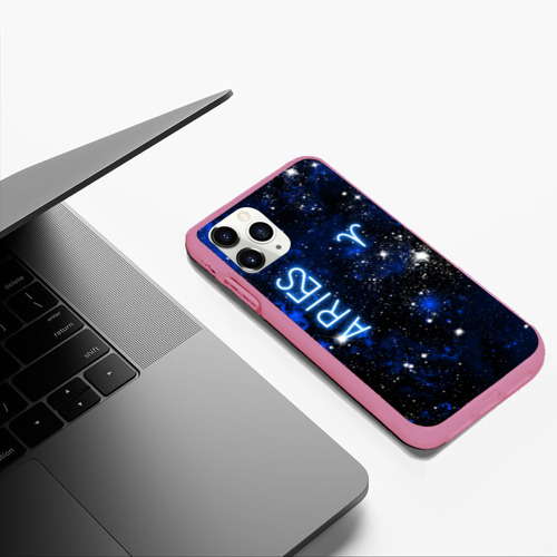 Чехол для iPhone 11 Pro Max матовый с принтом Знак зодиака Овен на тёмном фоне со звёздами, фото #5