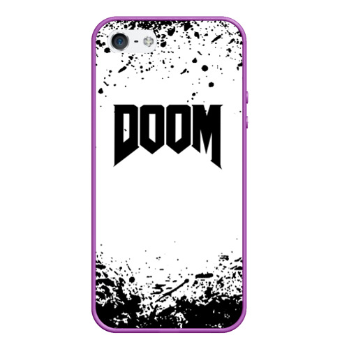 Чехол для iPhone 5/5S матовый Doom black splash, цвет фиолетовый