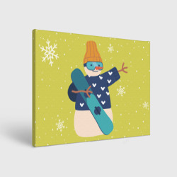 Холст прямоугольный Снеговик сноубордист