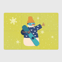 Магнитный плакат 3Х2 Снеговик сноубордист
