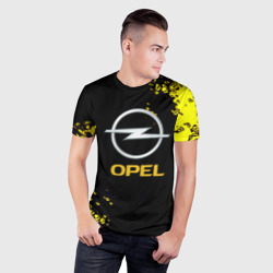 Мужская футболка 3D Slim Opel желтые краски - фото 2
