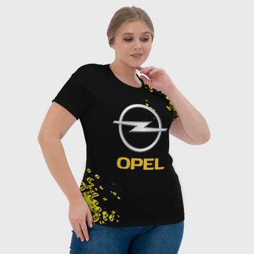 Женская футболка 3D Opel желтые краски, цвет 3D печать - фото 6