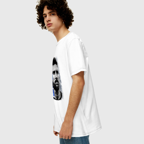 Мужская футболка хлопок Oversize с принтом Лео Месси величайший, вид сбоку #3