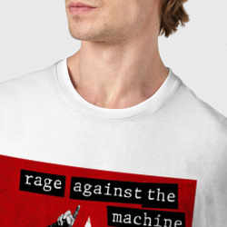 Футболка с принтом Rage Against the Machine - group для мужчины, вид на модели спереди №4. Цвет основы: белый