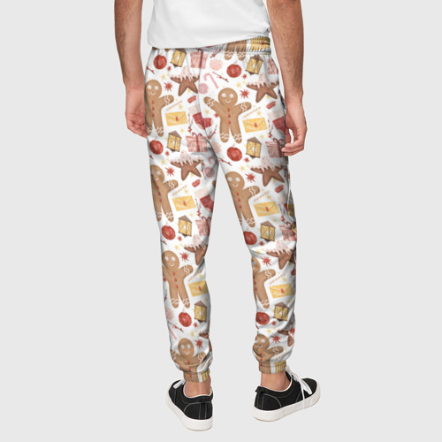 Мужские брюки 3D с принтом Пряничный человечек, вид сзади #2