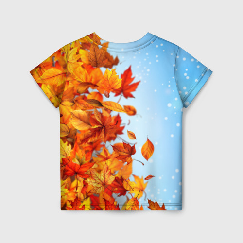 Детская футболка 3D с принтом Лиса осень-зима, вид сзади #1
