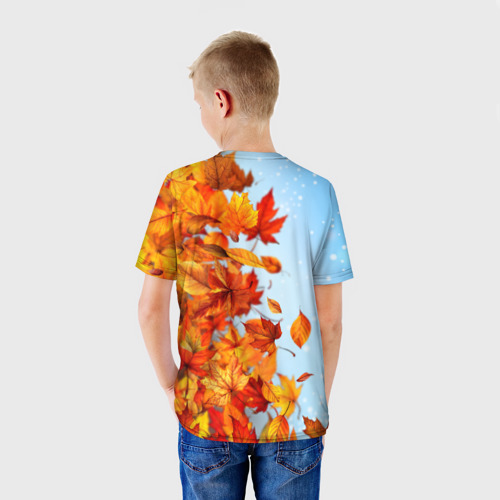 Детская футболка 3D с принтом Лиса осень-зима, вид сзади #2