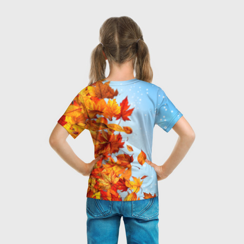 Детская футболка 3D с принтом Лиса осень-зима, вид сзади #2