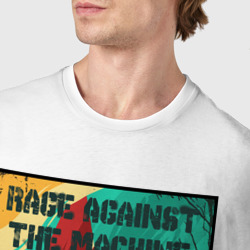 Футболка с принтом RATM - Zack de la Rocha для мужчины, вид на модели спереди №4. Цвет основы: белый