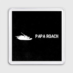 Магнит 55*55 Papa Roach glitch на темном фоне по-горизонтали