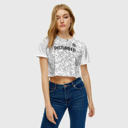 Женская футболка Crop-top 3D Disturbed glitch на светлом фоне посередине - фото 2