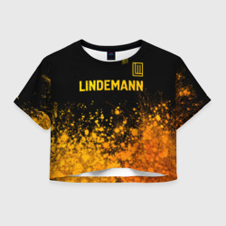 Женская футболка Crop-top 3D Lindemann - gold gradient посередине