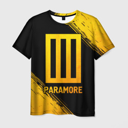 Мужская футболка 3D Paramore - gold gradient