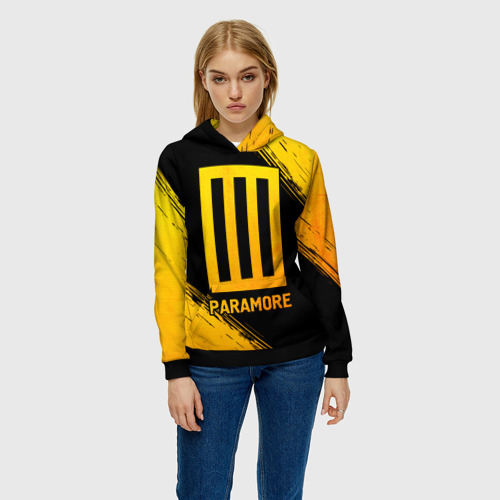 Женская толстовка 3D Paramore - gold gradient, цвет 3D печать - фото 3