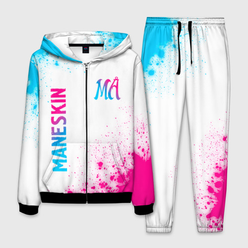 Мужской костюм 3D Maneskin neon gradient style вертикально, цвет черный