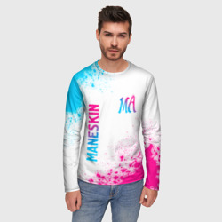 Мужской лонгслив 3D Maneskin neon gradient style вертикально - фото 2