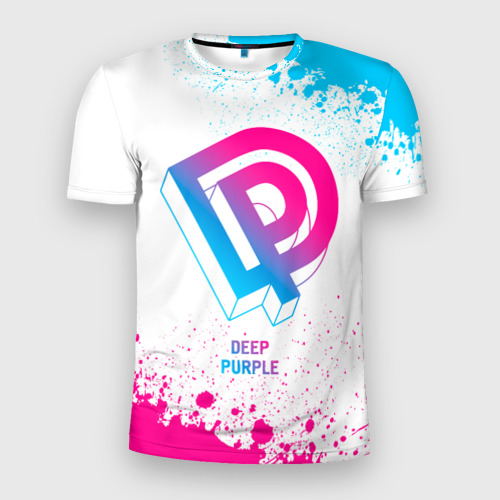 Мужская футболка 3D Slim Deep Purple neon gradient style, цвет 3D печать