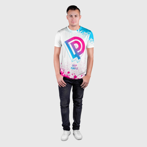 Мужская футболка 3D Slim Deep Purple neon gradient style, цвет 3D печать - фото 4