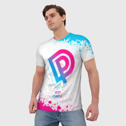 Мужская футболка 3D Deep Purple neon gradient style - фото 2