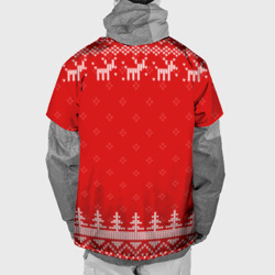 Накидка с принтом Новогодний сноубордист: свитер с оленями для любого человека, вид сзади №1. Цвет основы: белый
