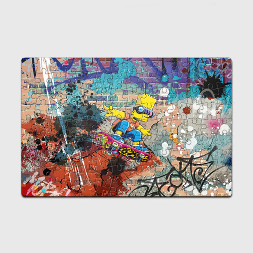 Головоломка Пазл магнитный 126 элементов Барт Симпсон на скейтборде на фоне стены с граффити