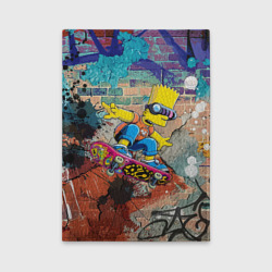 Обложка для автодокументов Барт Симпсон на скейтборде на фоне стены с граффити