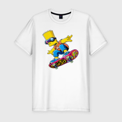 Мужская футболка хлопок Slim Bart Simpson on a skateboard - extreme