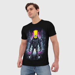 Мужская футболка 3D Cool Bart Simpson - cyberpunk - ai art - фото 2